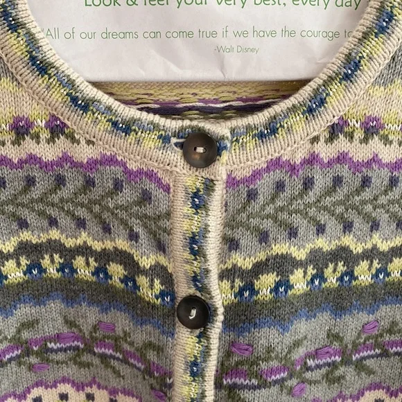 VINTAGE APPLESEEDS 100% cotton knit cardigan sweater. Size US petites small (SP) - Picture 5 of 10